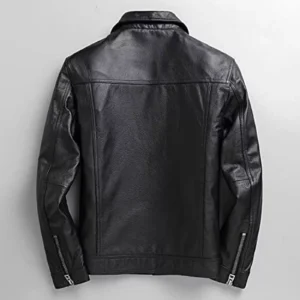 Men's Biker Flap Pocket Vintage Style Motorcycle Black Cow Hide Leather Jacket