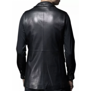 Men's Black Delegant Vest Real Leather Coat Black and Tan