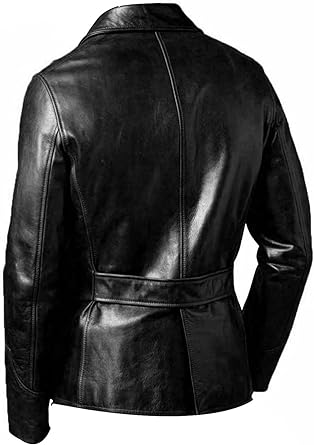 Shirt Collar Five Buttons Mens Leather Jacket - Image 4