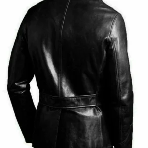 Shirt Collar Five Buttons Mens Leather Jacket