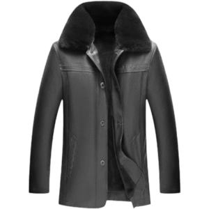 Winter Fur Collar Leather Jacket Men's Button Leather Men Loose Plus fleece Thick Men's Leather Jacket Coats
