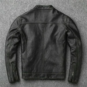 Men's Cafe Racer Vintage Black Biker Motorcycle Bomber Top Grain Leather Jacket