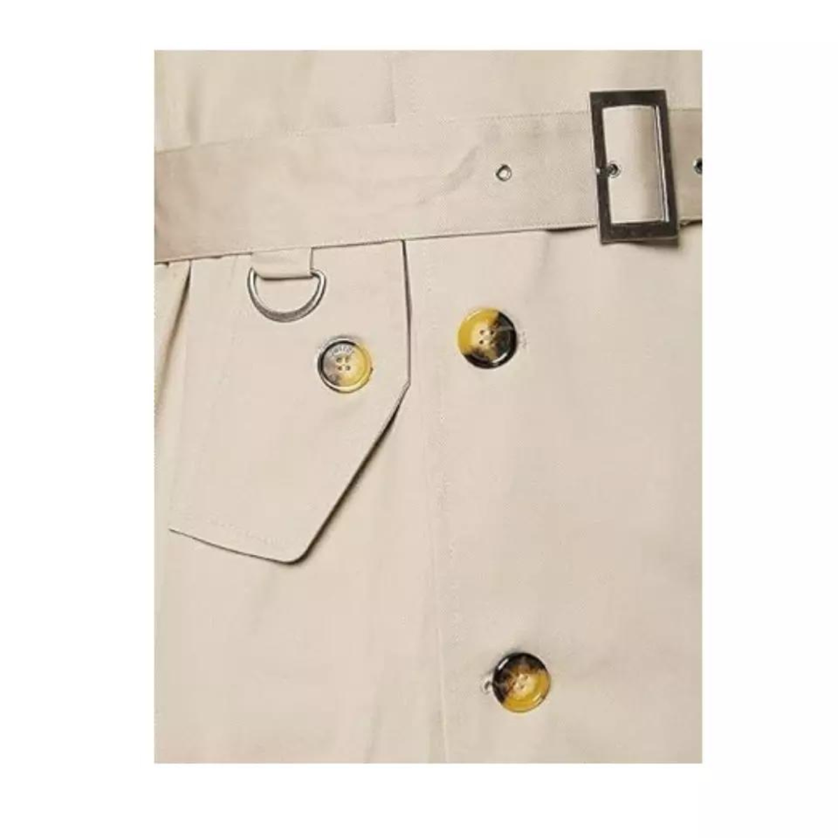 Men's Double Breasted Long Trench Coat Cotton Military Rain Mac - Image 4