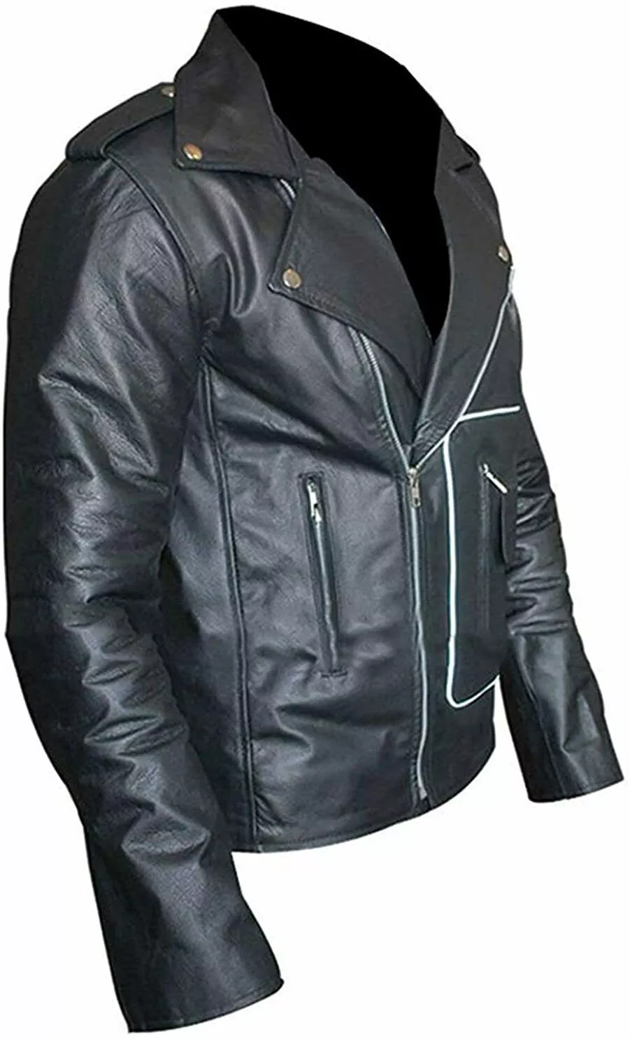 Men’s Grease T Birds Black Motorcycle Leather Jacket - Image 2