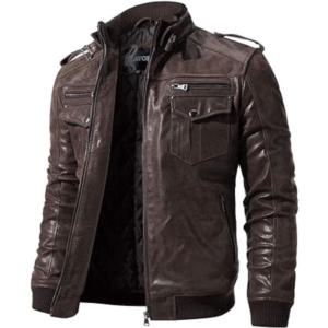 Men's Slim Fit Brown Biker Handmade Motorcycle Cafe Racer Genuine Leather Jacket