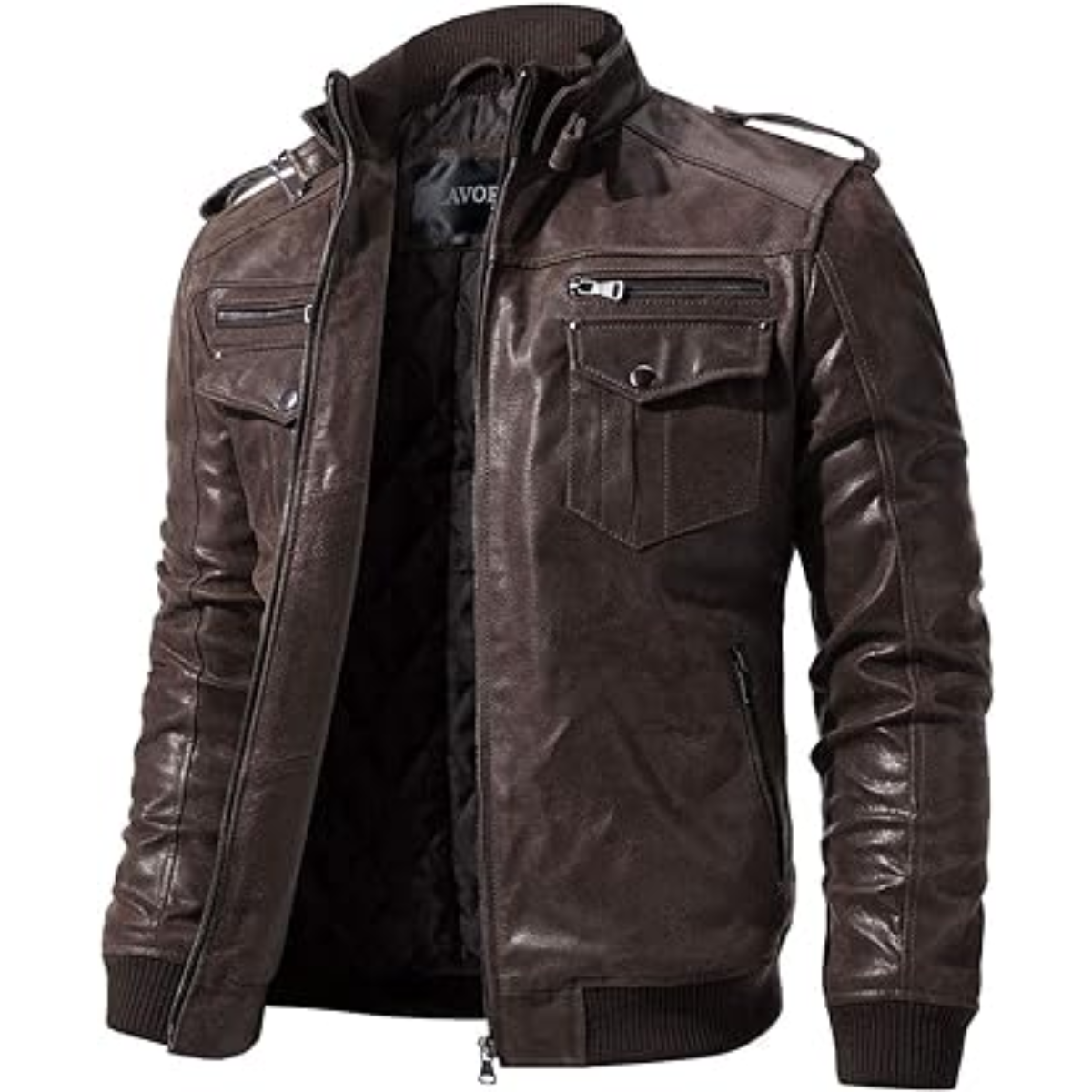 Men's Slim Fit Brown Biker Handmade Motorcycle Cafe Racer Genuine Leather Jacket