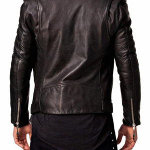 Men's Real real Leather Jacket Black Slim fit Biker Motorcycle jacket