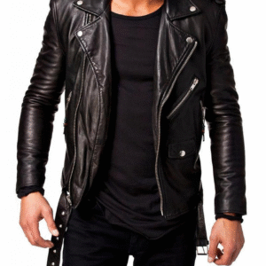 Men's Real real Leather Jacket Black Slim fit Biker Motorcycle jacket