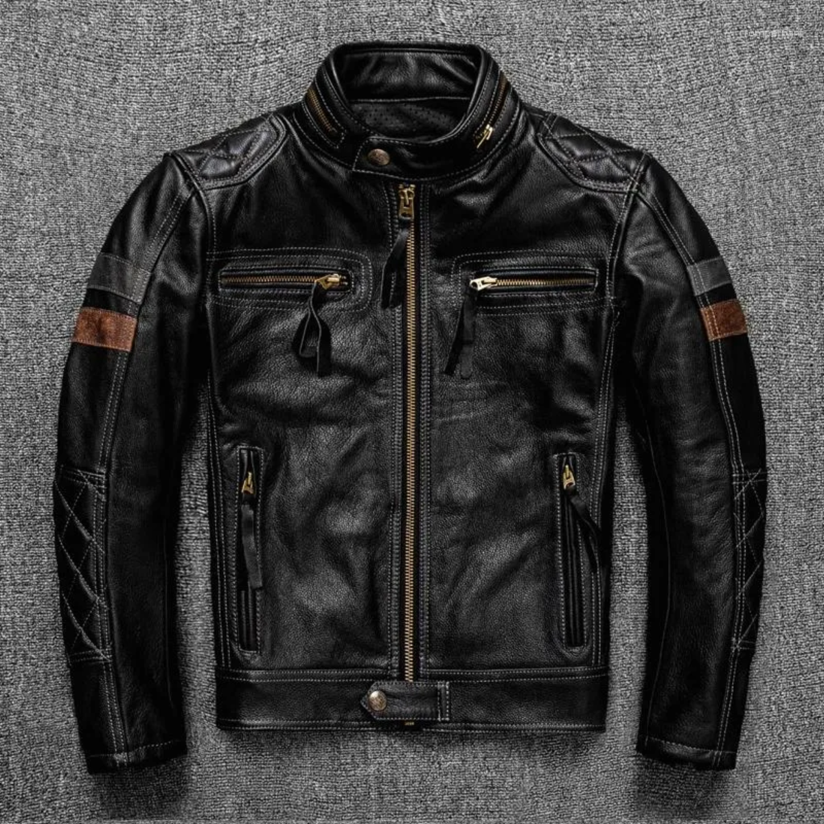 Men's Tracksuits First Layer Of Cowhide Leather Men Stand Collar Trend Motorcycle Riding Jacket