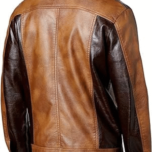 Men's Two Tone Light and Dark Brown Leather Jacket Blazer