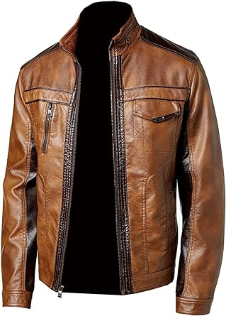 Men's Two Tone Light and Dark Brown Leather Jacket Blazer