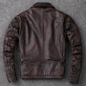 Men's Vintage Biker Style Motorcycle Cafe Racer Real Leather Jacket