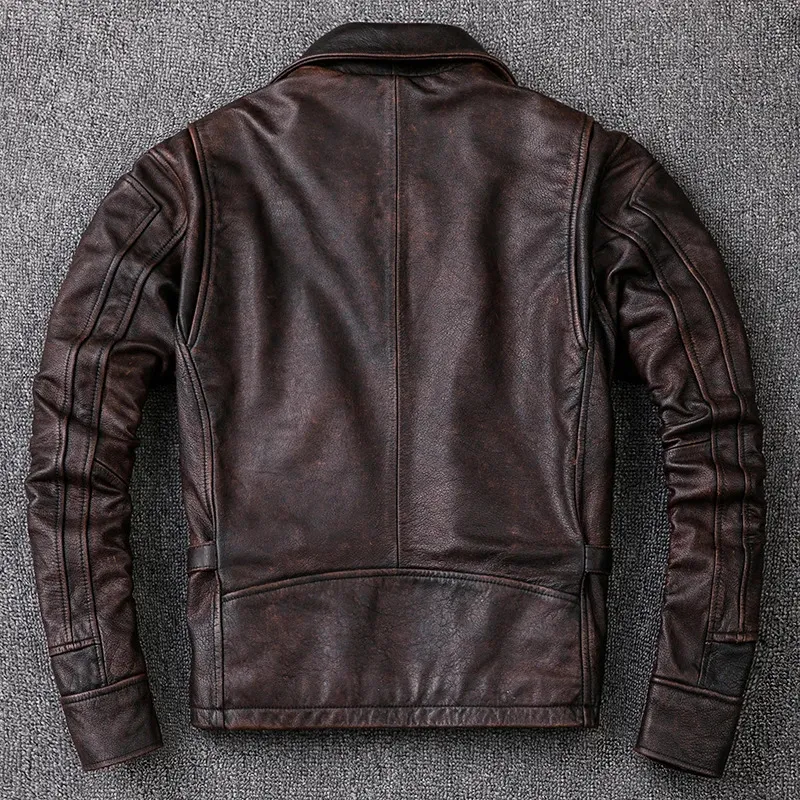 Men's Vintage Biker Style Motorcycle Cafe Racer Real Leather Jacket - Image 2