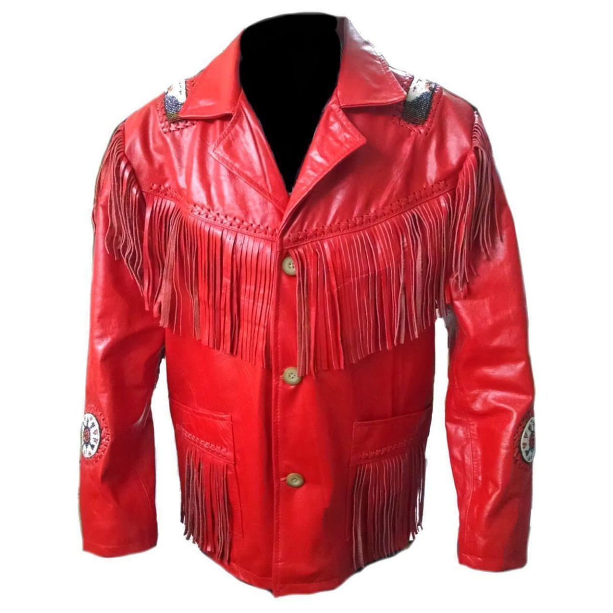 Men's Western Cowboy Real Leather Cowhide Jacket