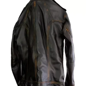 Mens Biker Motorcycle Slim Fit Vintage Distressed Cowhide Winter Leather Jacket
