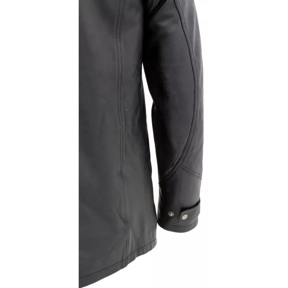 Men’s Classic Warm Black Leather Biker Jacket - Image 3