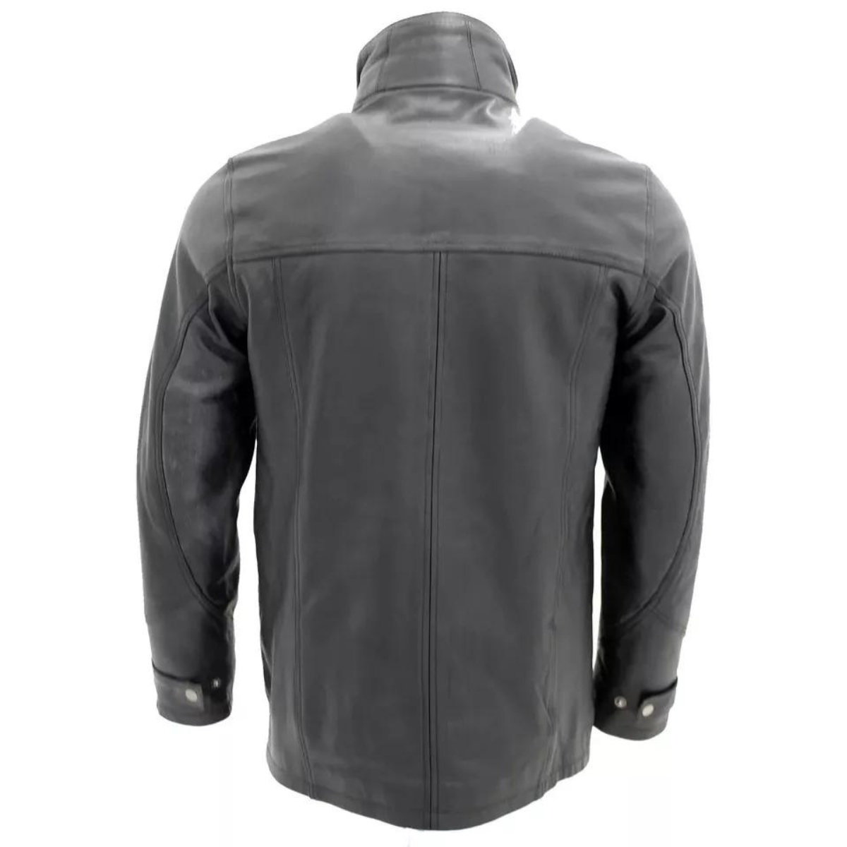 Men’s Classic Warm Black Leather Biker Jacket - Image 5