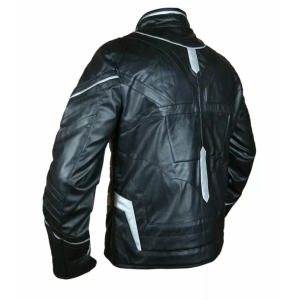 Men's Handmade Black Panther Movie Biker Genuine Cowhide and Faux Leather Jacket