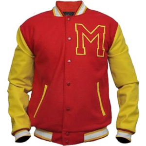 Men’s MJ Thriller Red M Logo Varsity Letterman Bomber Jacket