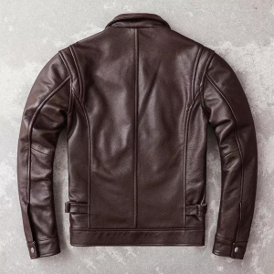 Men’s Motorcycle Vintage Cafe Racer Biker Distressed Brown Real Leather Jacket