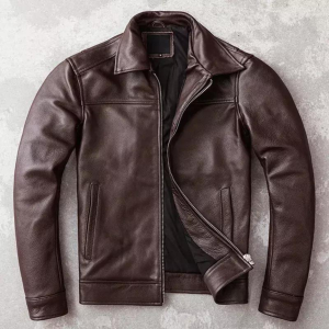 Men’s Motorcycle Vintage Cafe Racer Biker Distressed Brown Real Leather Jacket