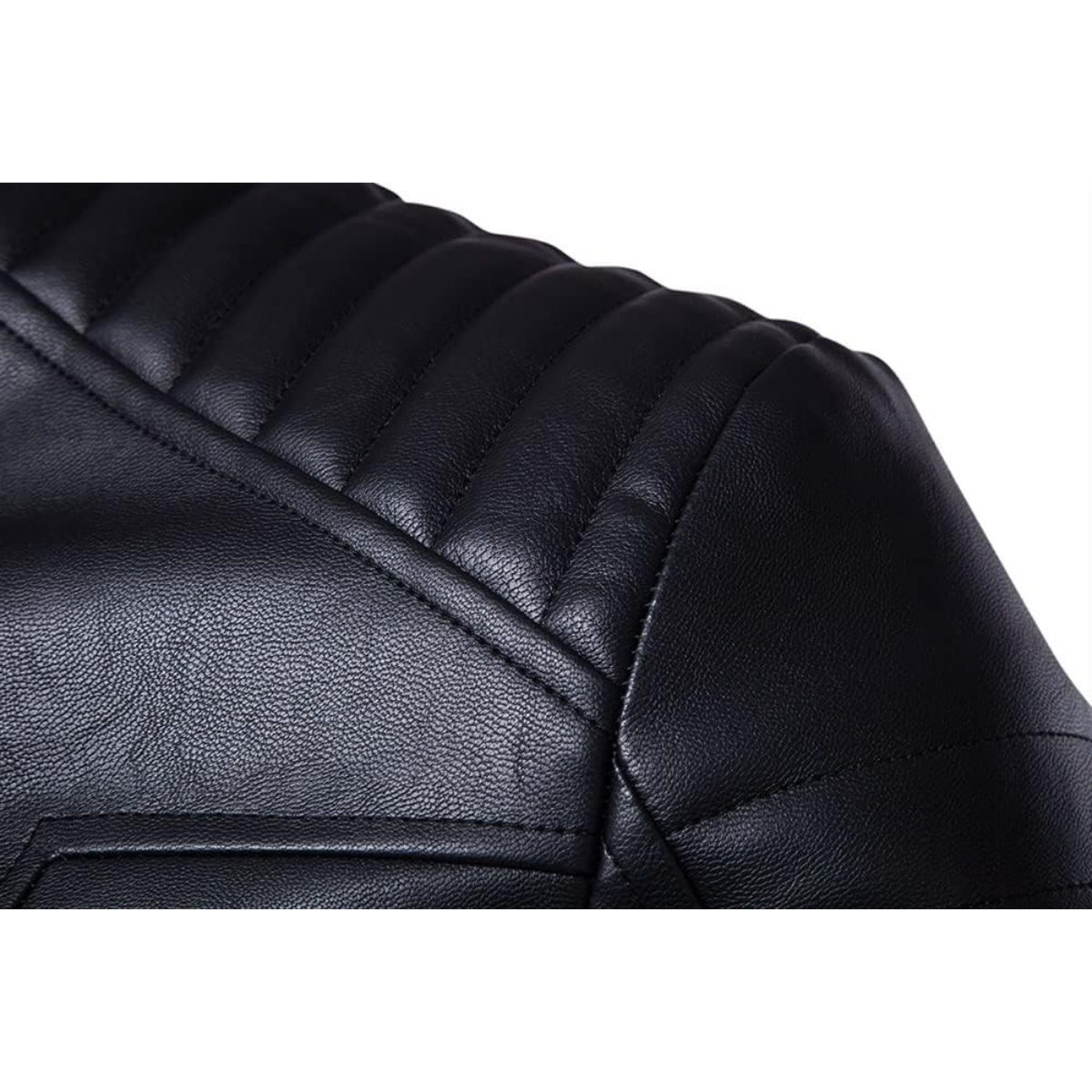 Men’s Punk Leather Jacket Biker Coat Multi-Pocket Soft Pu Leather Outwear Classic - Image 4