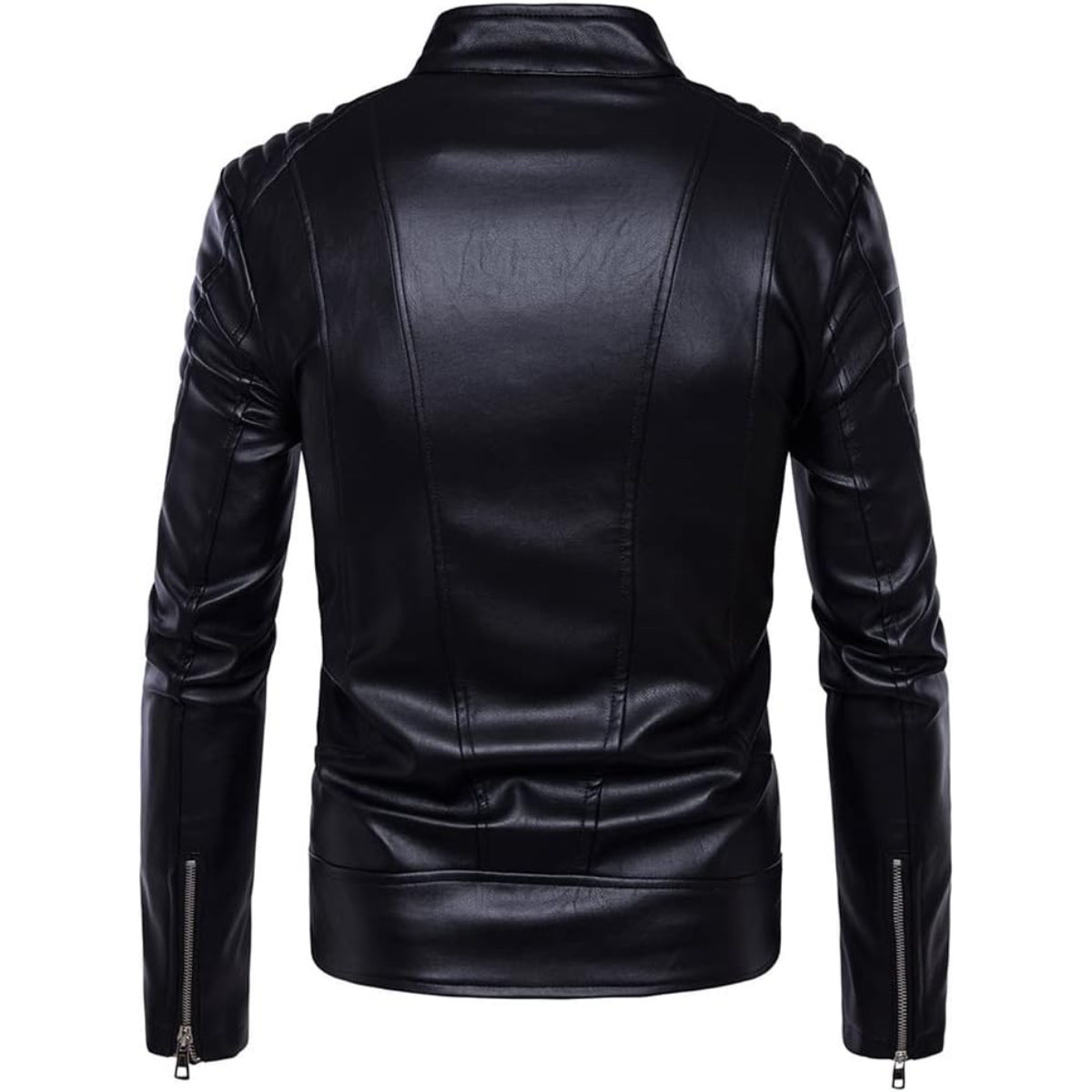Men’s Punk Leather Jacket Biker Coat Multi-Pocket Soft Pu Leather Outwear Classic - Image 5
