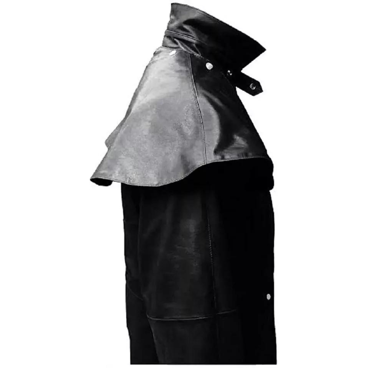 Mens Real Black Leather Long Coat Duster Riding Hunting Steampunk Trench Matrix - Image 2