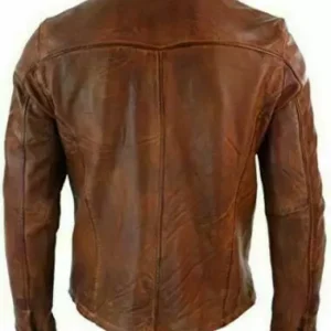 Mens Real Leather real Shirt Cuir Gay Lederhemd Leder Brown vintage Shirt Botton up Trucker Jacket