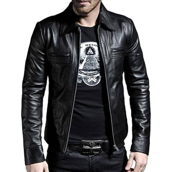 Men’s Slim Fit Leather Biker Jacket