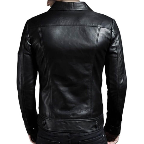 Men’s Slim Fit Leather Biker Jacket - Image 2