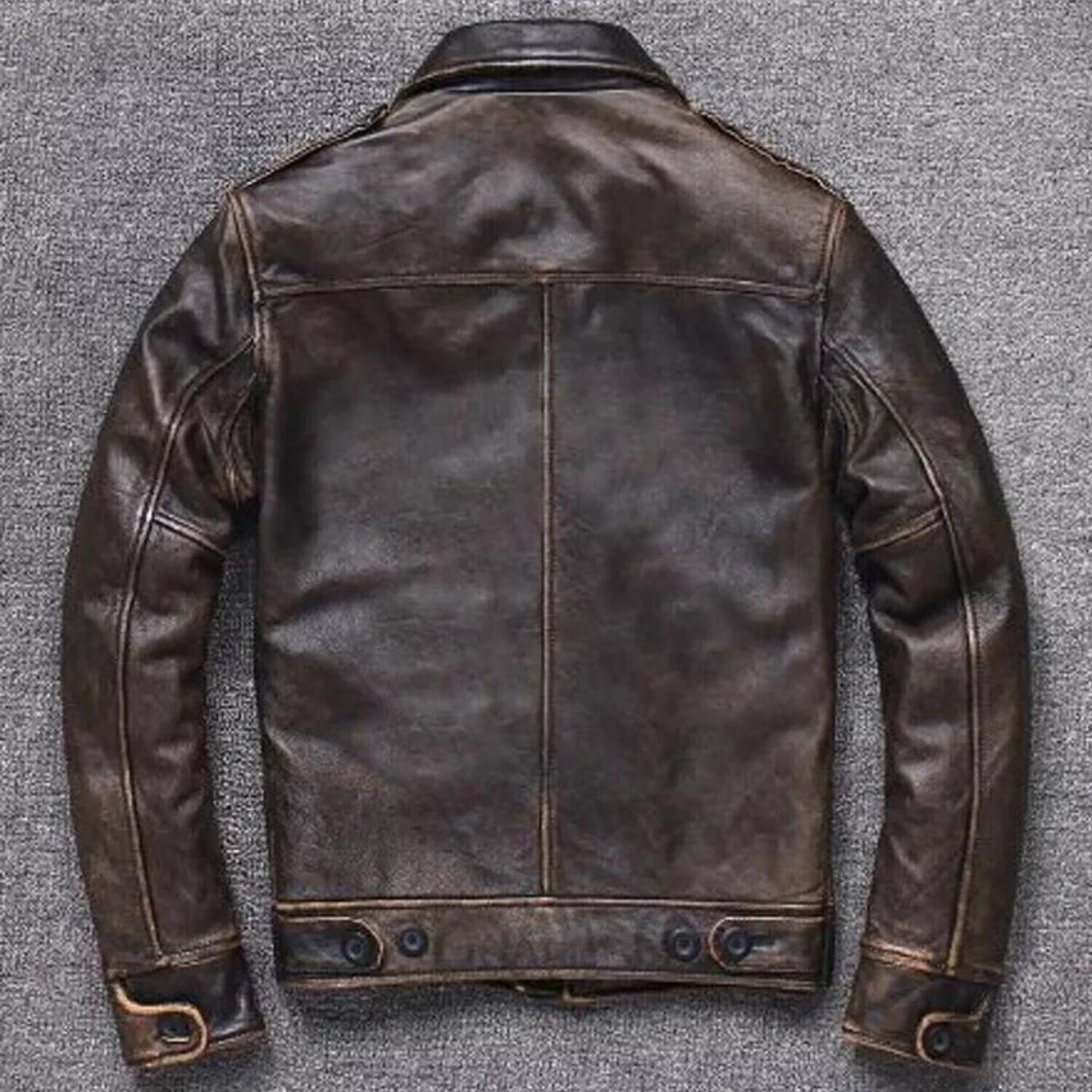 Vintage A2 Bomber AIR Force Style Distressed Brown Real Leather Jacket for Mens - Image 2