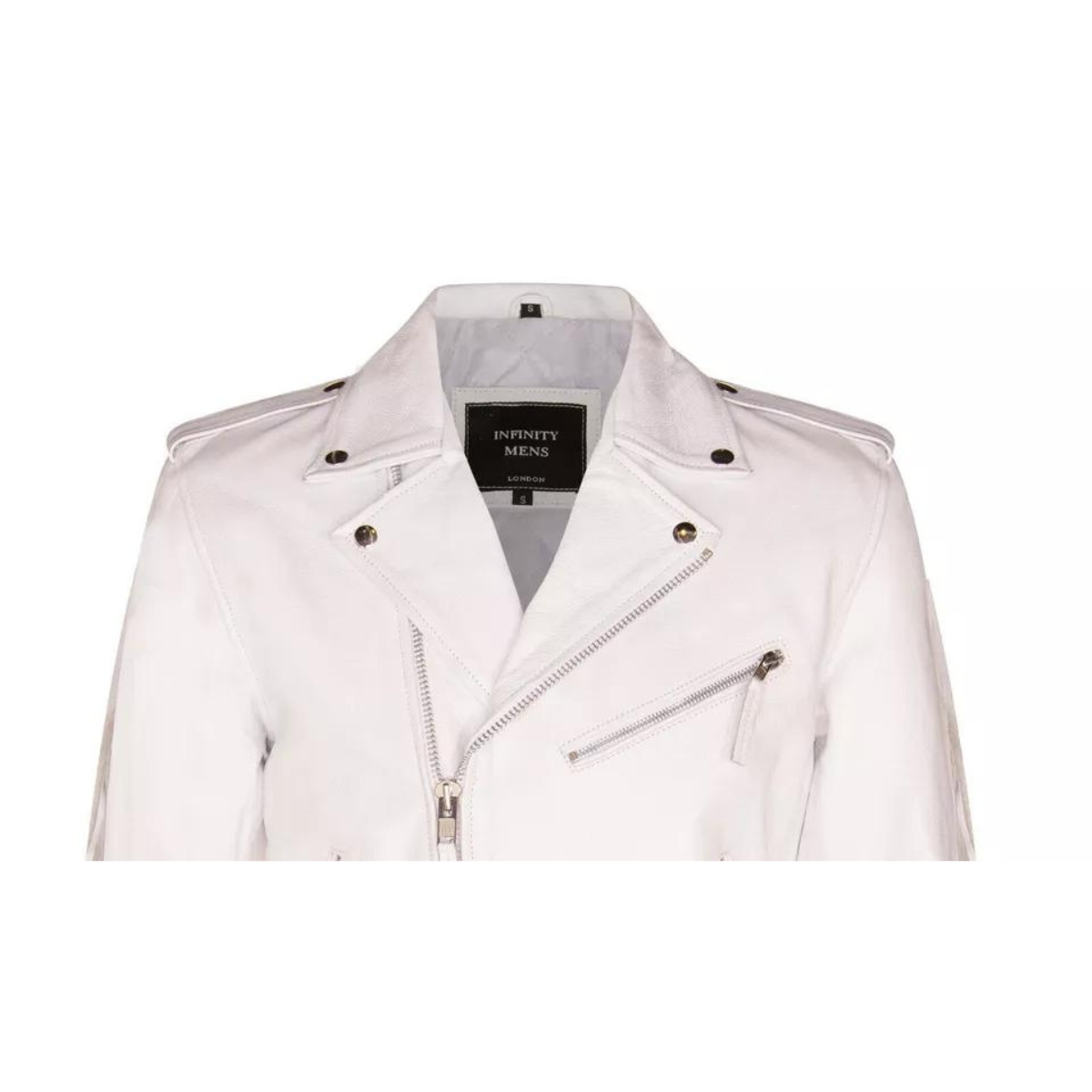 Mens White FRINGE Leather Biker Jacket Brando TASSELED Motorcycle Retro Cow Hide - Image 4