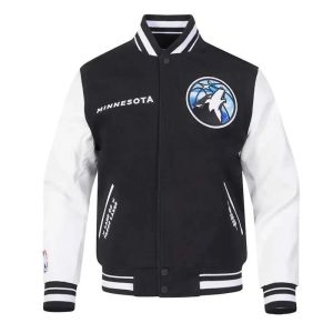 Minnesota Timberwolves Wool Genuine Leather Varsity Sleeves Men Letterman Jacket