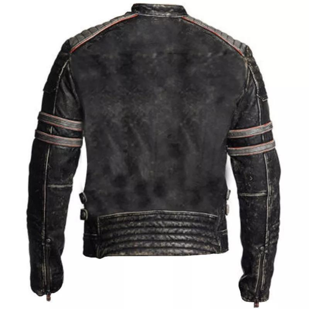 Motorbike MC Vintage Retro leather Distressed Black Jacket - Men Biker Jacket - Image 3