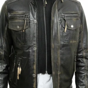 Motorcycle Jacket Real Sheepskin Leather Jackets for Men Distressed Retro
