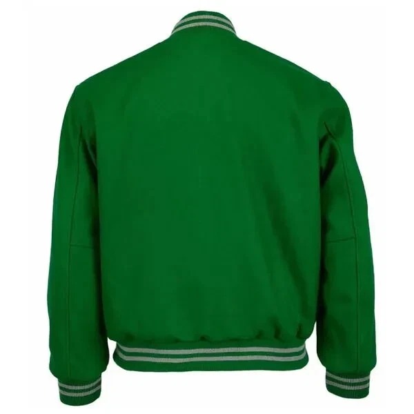 NBA Brooklyn Nets Green Wool Full-Button Letterman Men's Varsity Bomber Jacke - Image 2