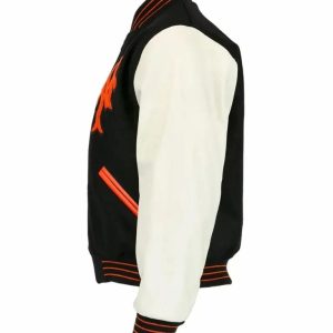 NY New York Giants Black Wool Varsity Genuine Leather Sleeves Letterman Jacket