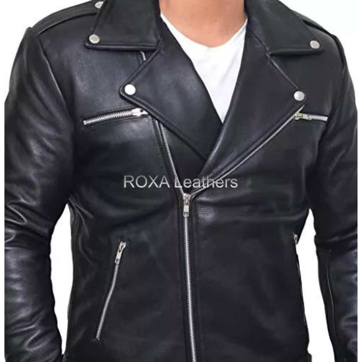 Negan Style Brando Biker Real real Black Leather Jacket -Motorcycle Outerwear For Men’s - Image 6