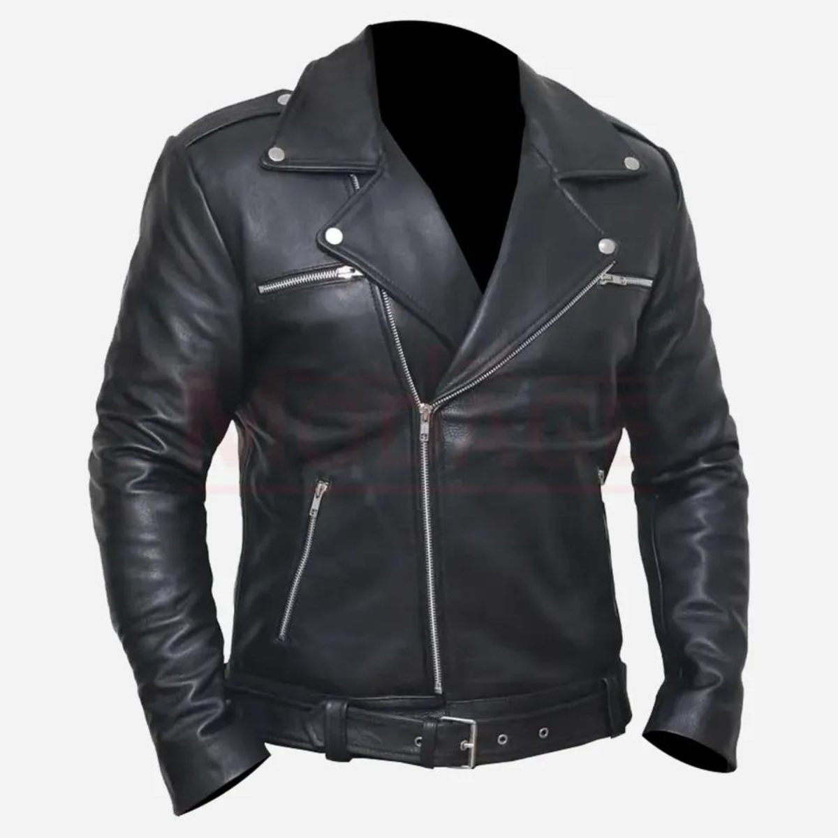 Negan Style Brando Biker Real real Black Leather Jacket -Motorcycle Outerwear For Men’s - Image 3