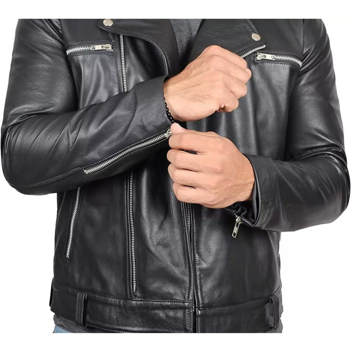 Negan Style Brando Biker Real real Black Leather Jacket -Motorcycle Outerwear For Men’s - Image 5