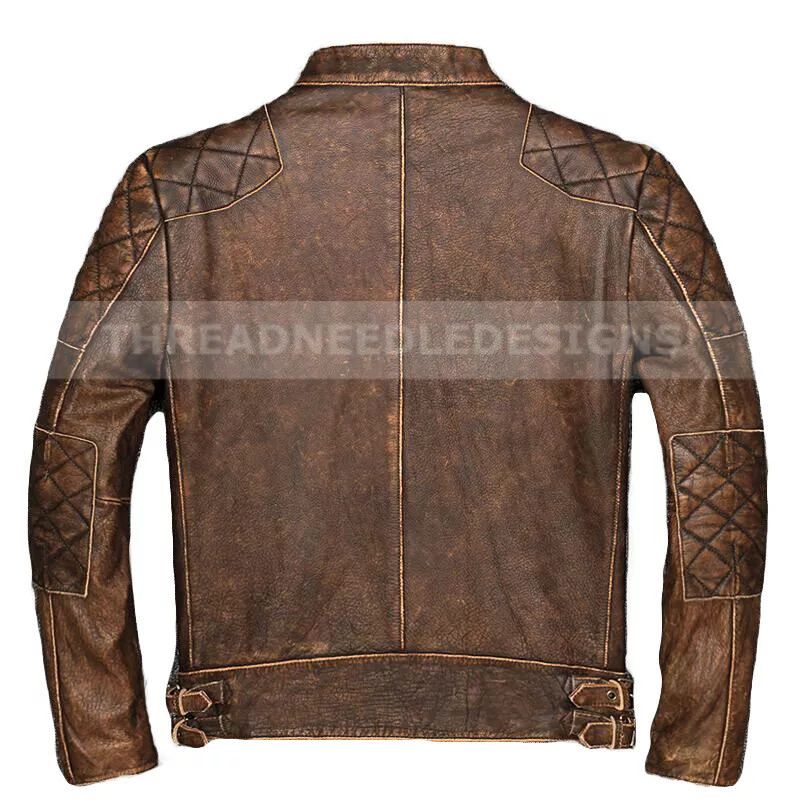 New Men's Classic British Style Quilted Designer Vintage Biker Leather Jacket - Image 2