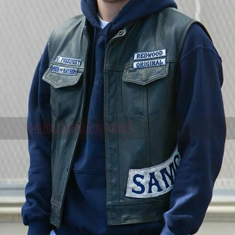 New Sons of Anarchy Biker Vest | SOA Motorcycle Highway Gangs Real Leather Vest