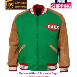 Oakland Oaks 1939 Green Wool & Brown Suede Leather Sleeves Women's Varsity Jacket