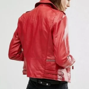 RED Stylish Women's Leather Jacket Genuine real Handmade Casual Biker Wear