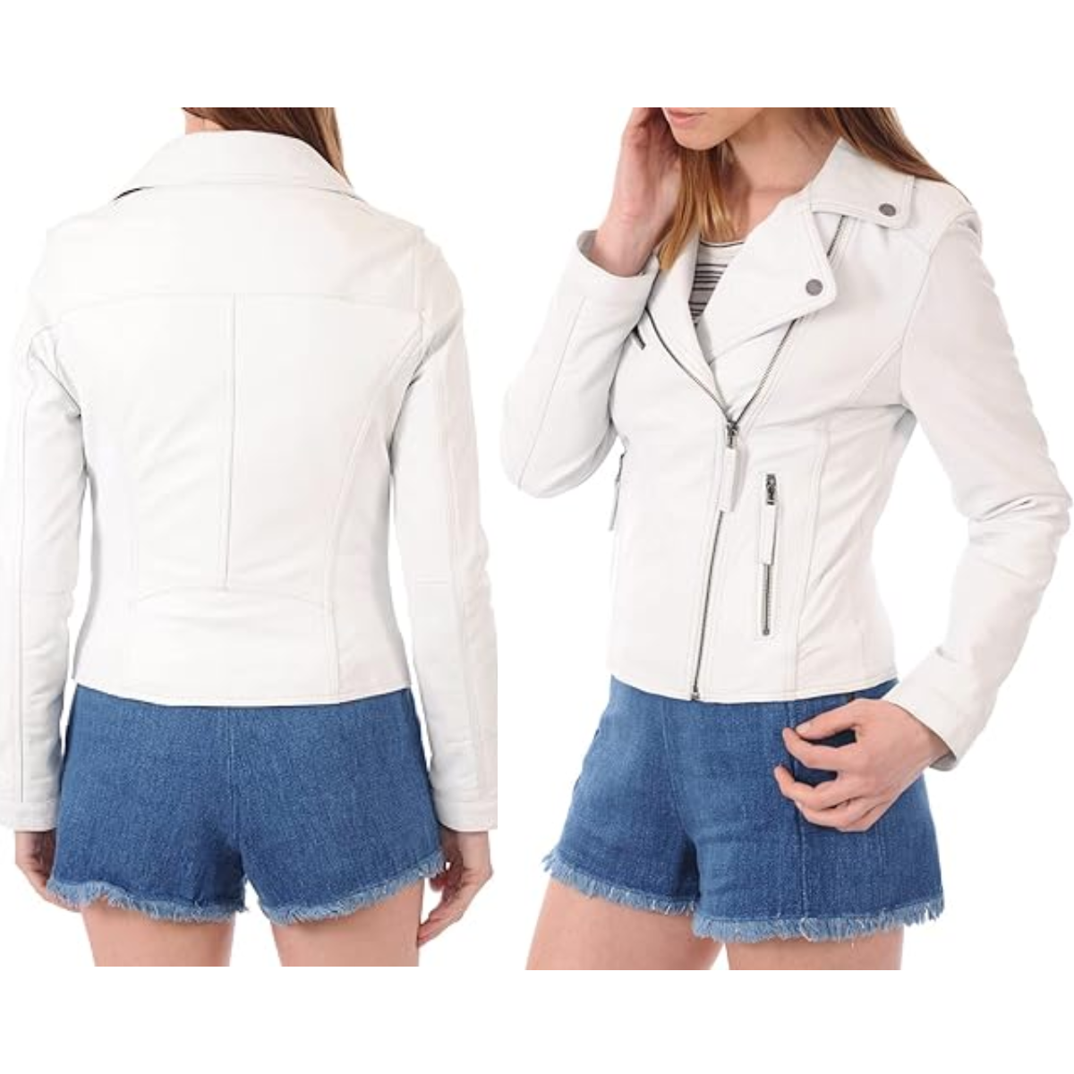 ROYAL Women's Leather Jackets Motorcycle Bomber Biker Genuine real Leather Jacket For Women's 133 - Image 2