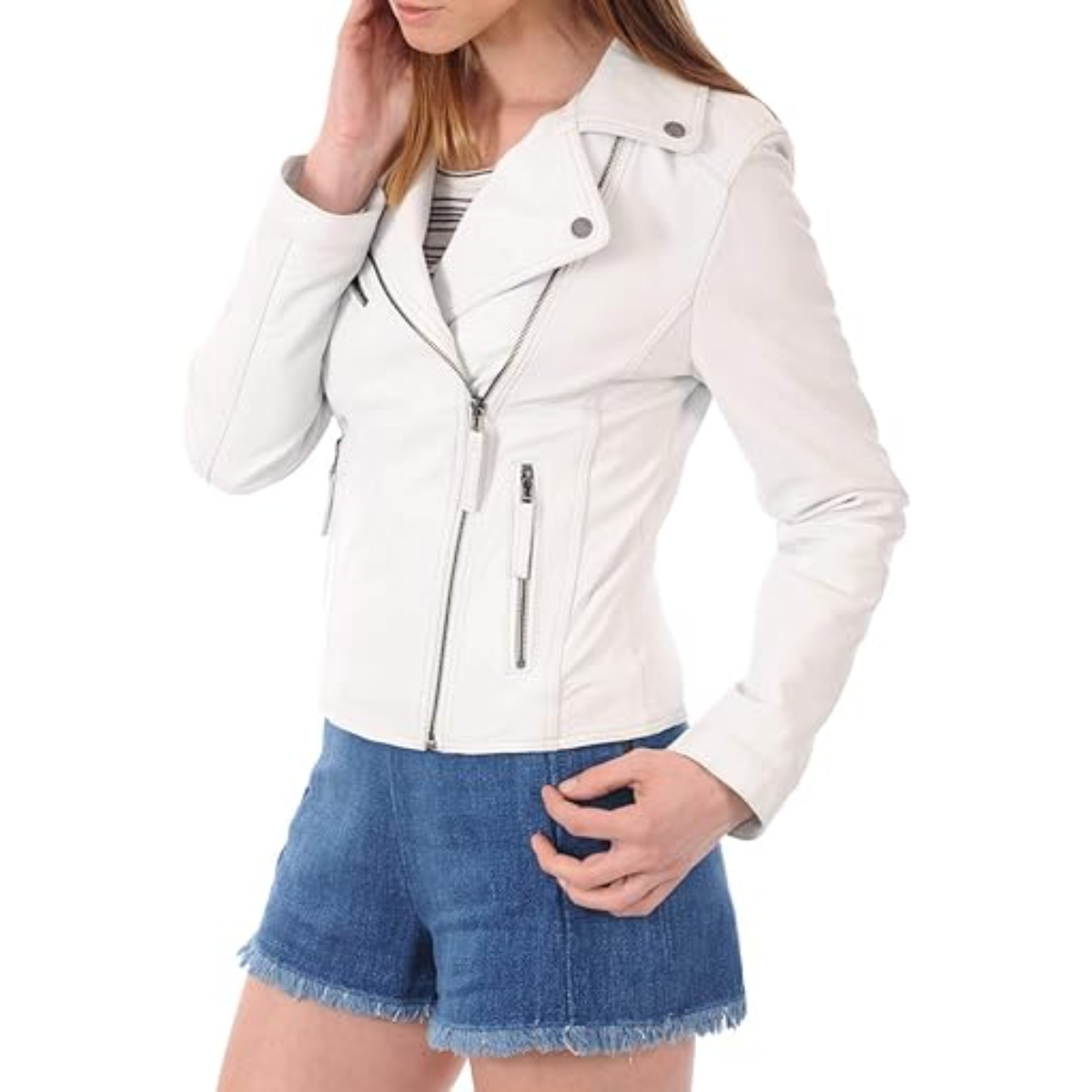 ROYAL Women's Leather Jackets Motorcycle Bomber Biker Genuine real Leather Jacket For Women's 133