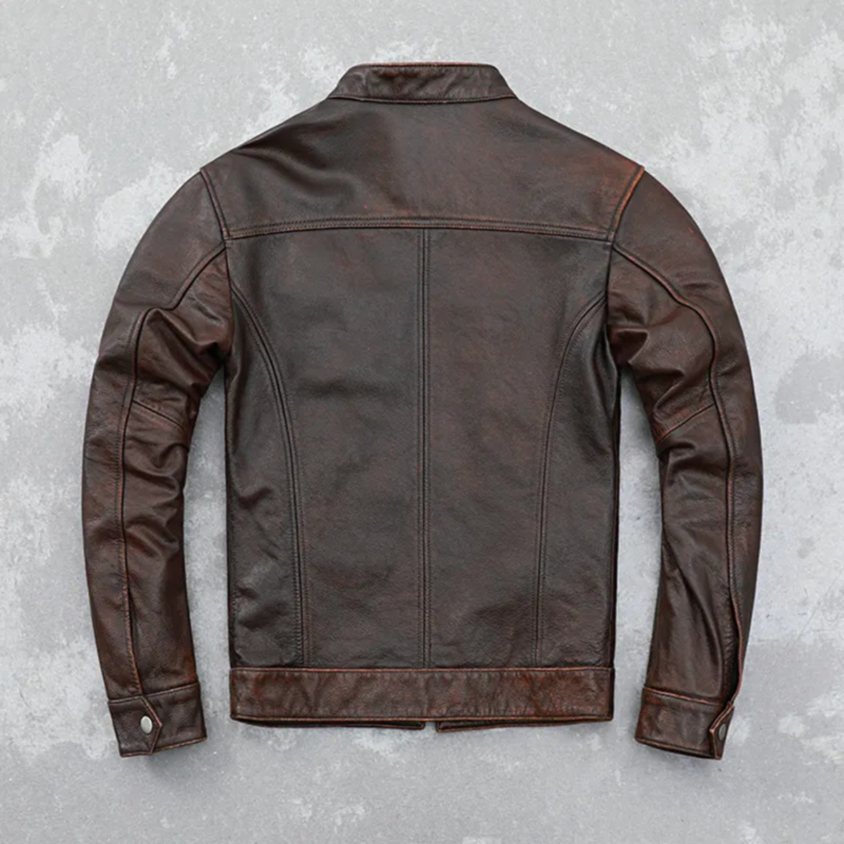 Retro Distressed Cowhide Leather Jacket Men's Real Leather | Motorcycle jacket - Image 3
