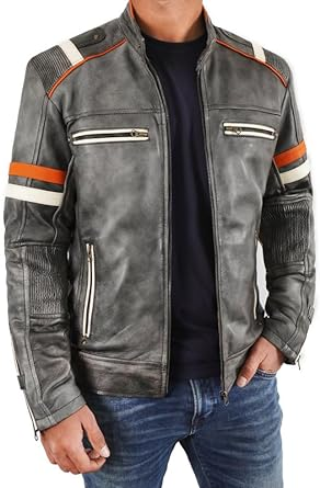SKY-SELLER Black Leather Jacket Men - Black Real real Mens Motorcycle Jacket - Image 10