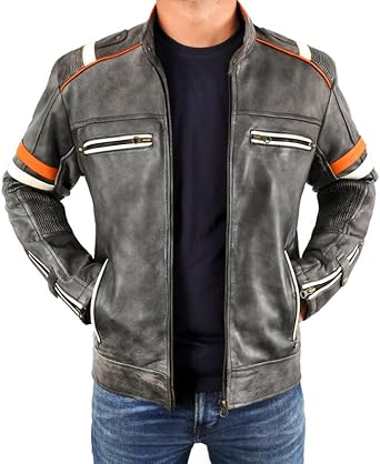 SKY-SELLER Black Leather Jacket Men - Black Real real Mens Motorcycle Jacket - Image 5